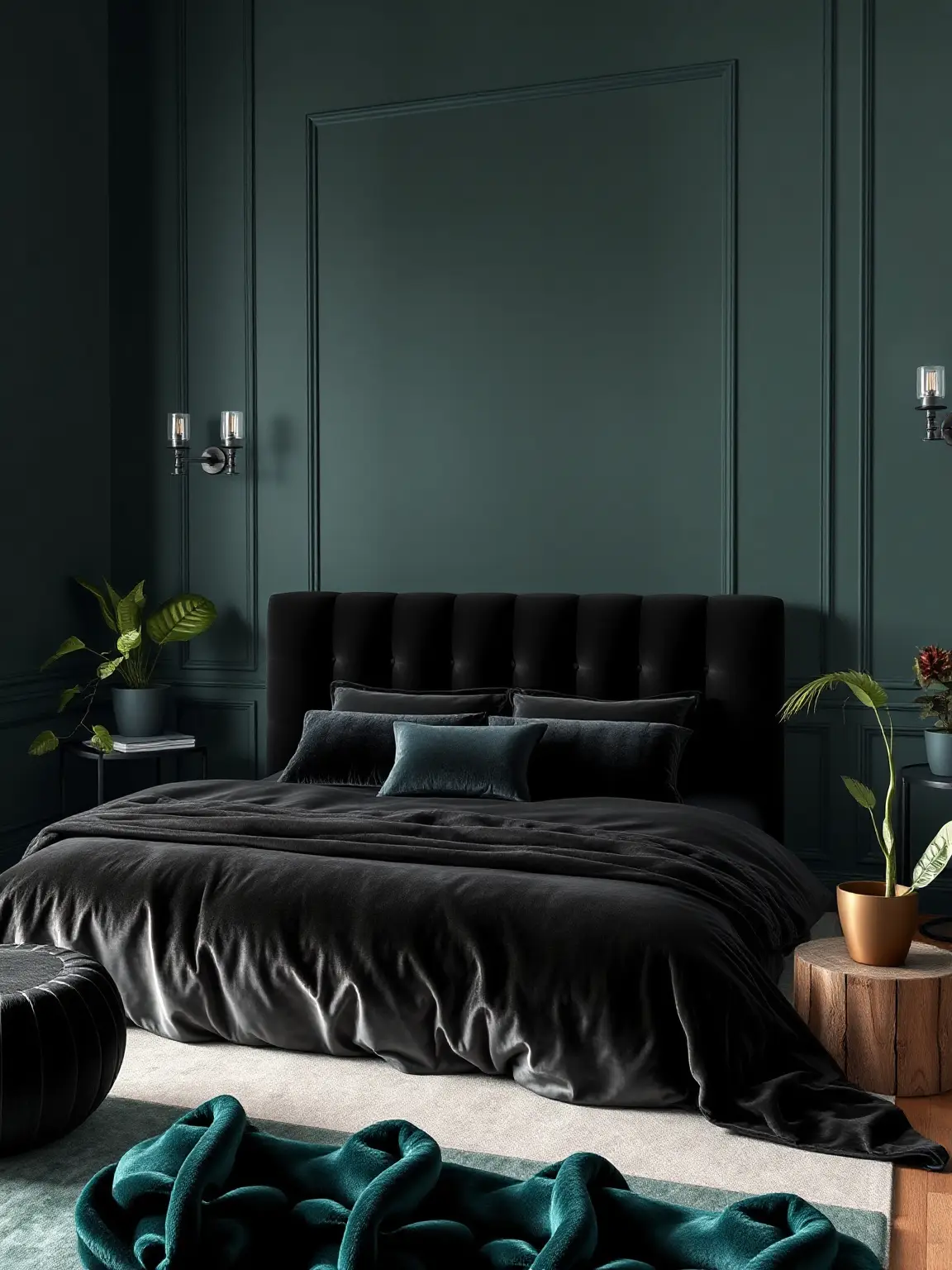 Moody Green Elegance Dark and Dramatic Bedroom Style