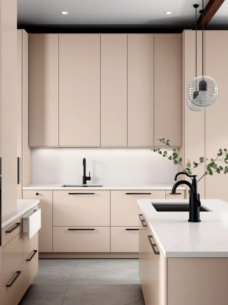 Sleek Simplicity Minimalist Matte Beige Cabinets