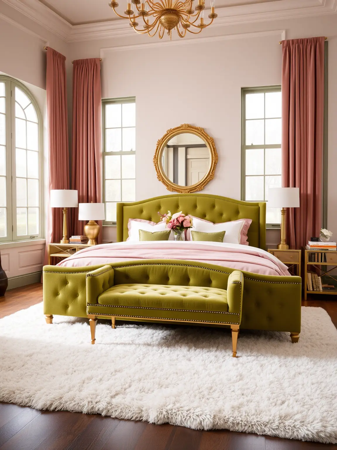 Create Glamorous Elegance with Avocado Green and Blush Accents