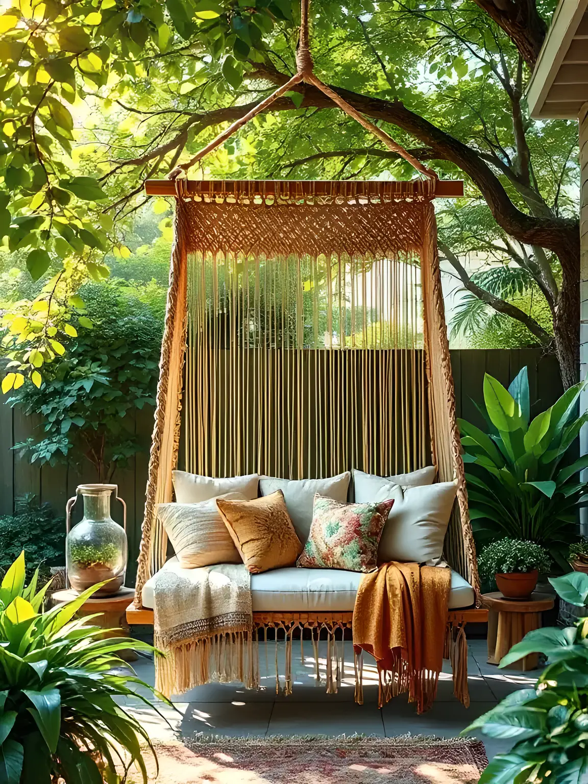 Hang a Macramé Swing for a Boho Touch