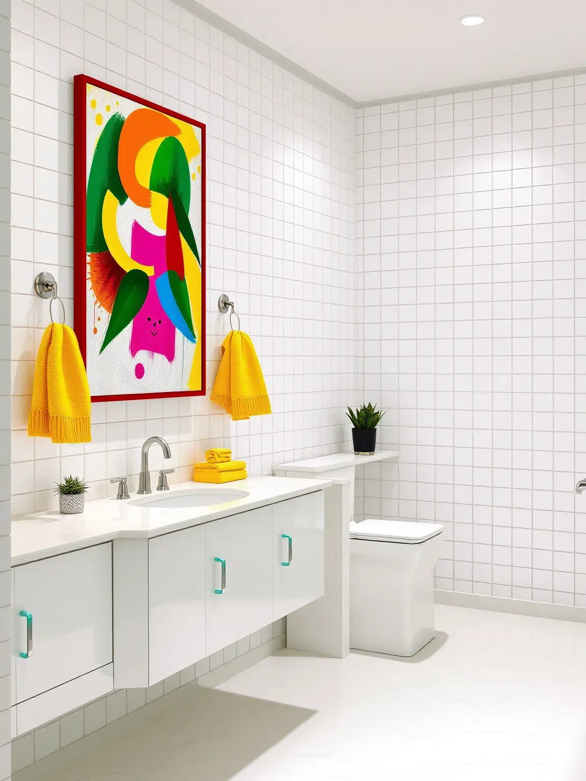 Vibrant Accents A Splash of Color in White Bathrooms