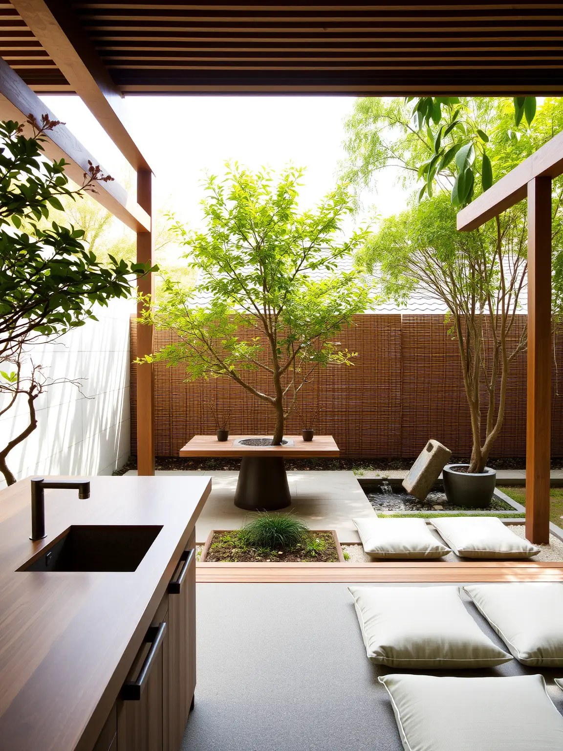 Zen Inspired Outdoor Kitchens for Tranquility and Balance