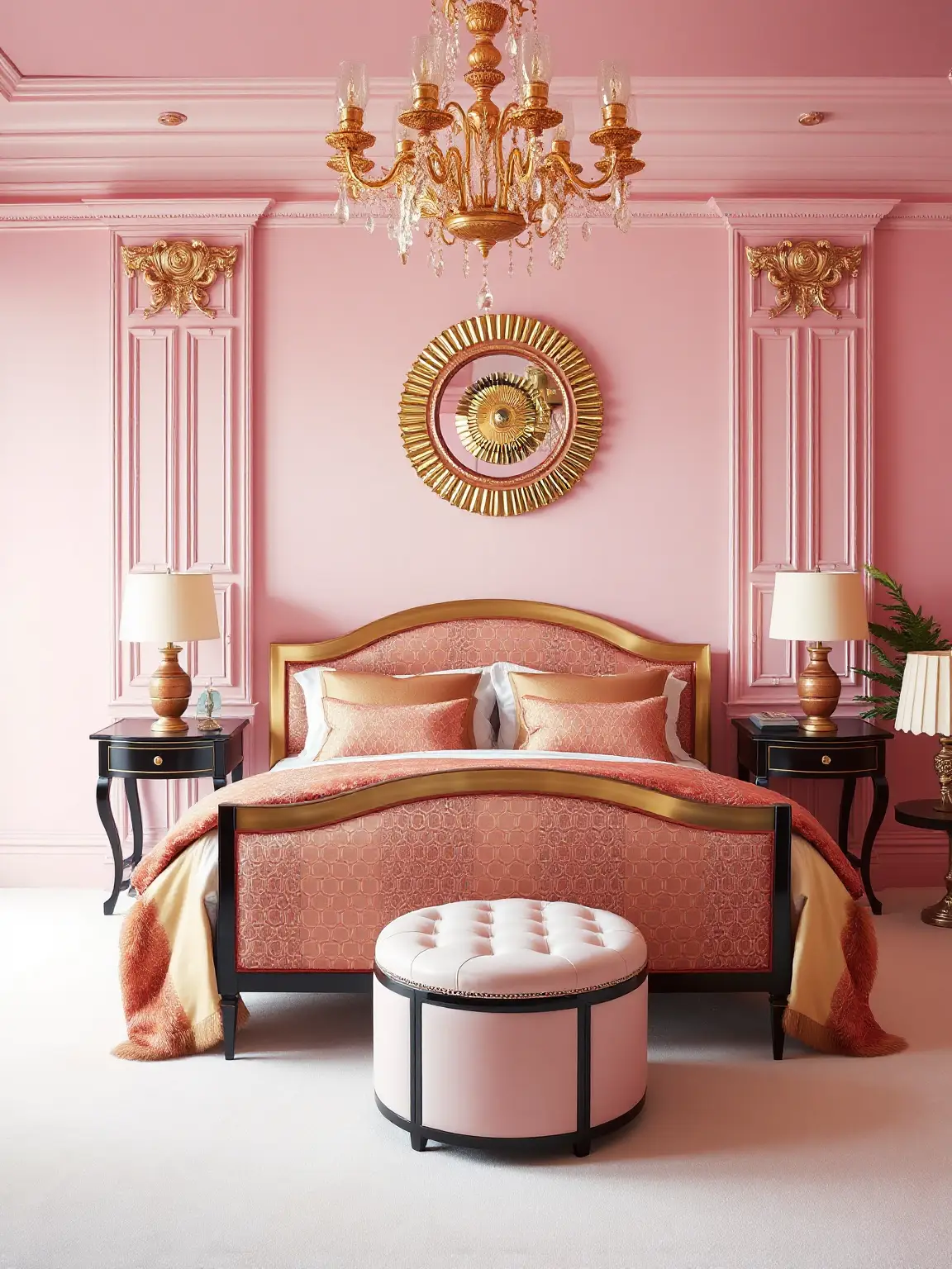 Art Deco-Inspired Pink Bedroom