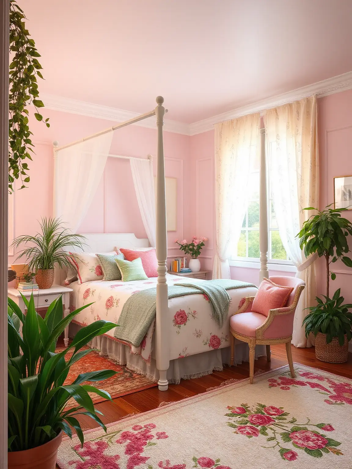 Floral-Inspired Pink Garden Bedroom