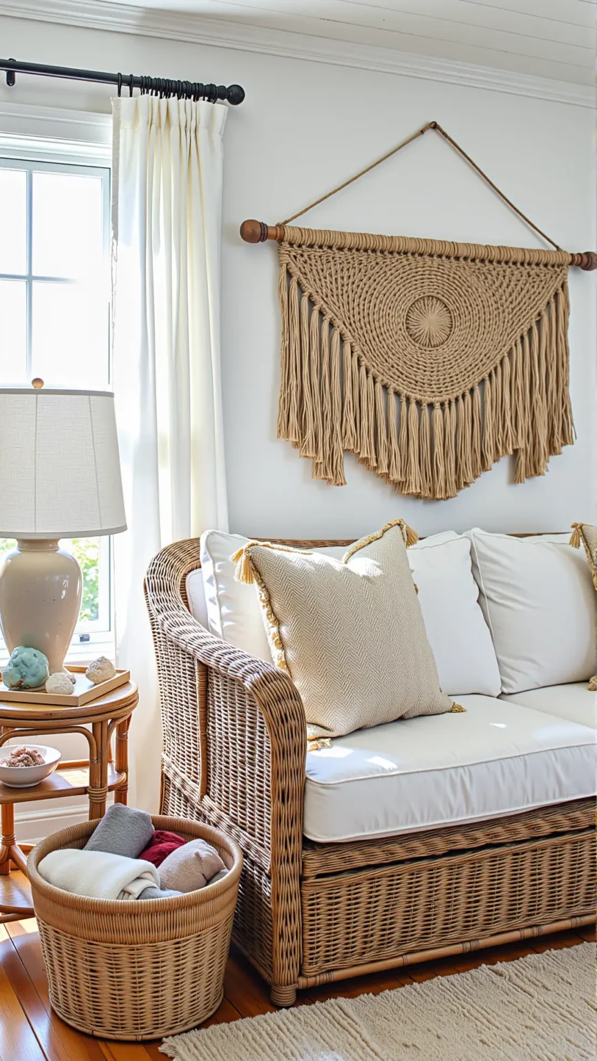 Highlight Natural Fibers for a Textured Feel in Your Boho Coastal Living Room