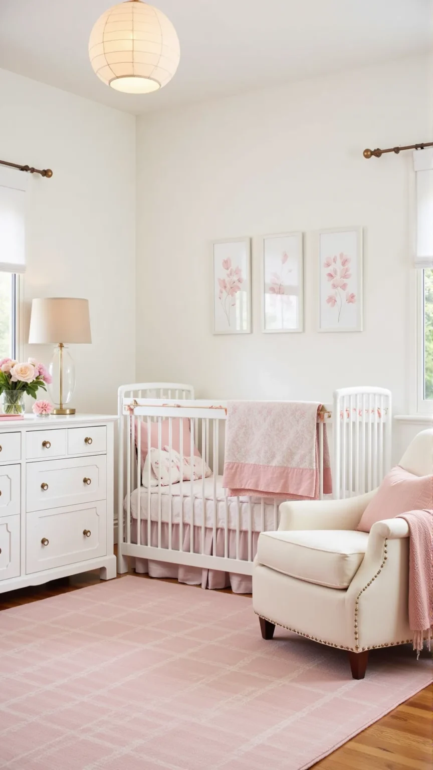 Soft Pink and White Nursery with Feminine Details