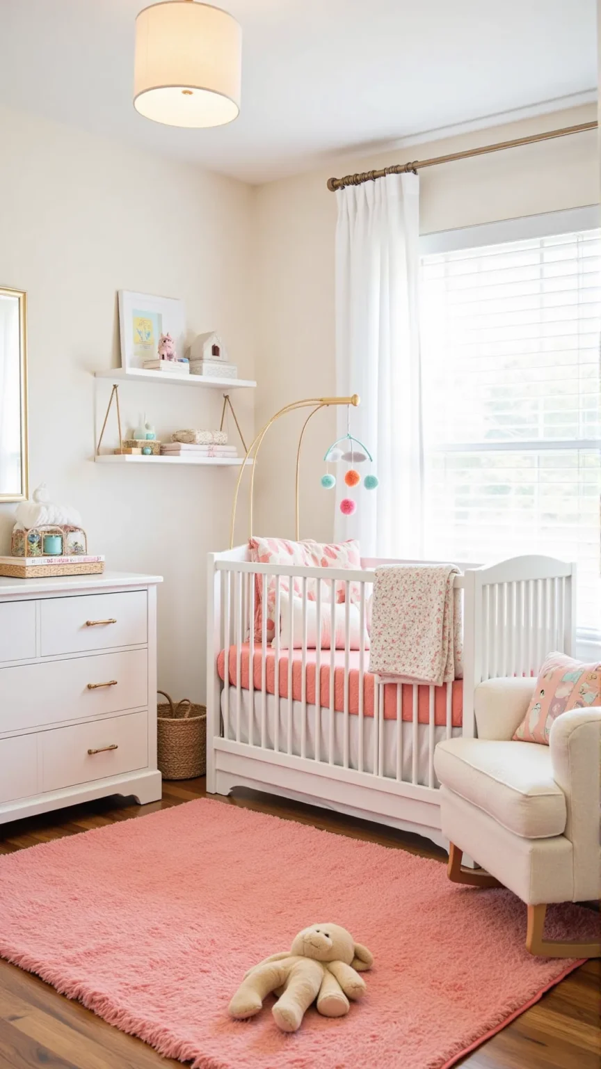 Feminine Coral and White Nursery