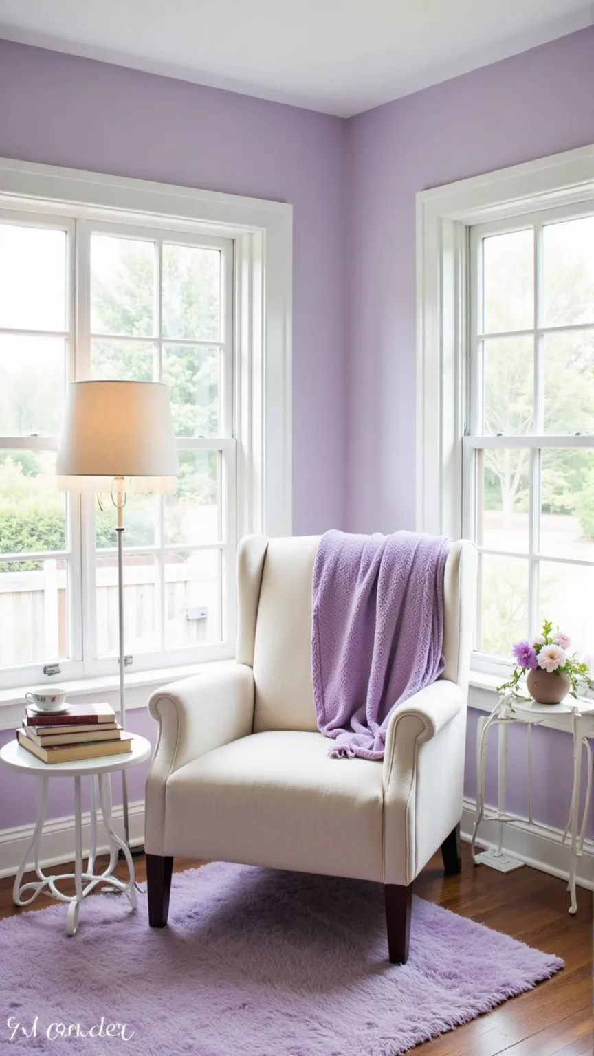 Lavender and White Reading Nook